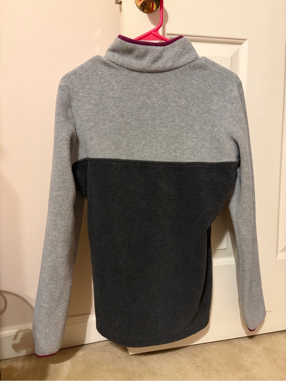 Columbia Gray & Charcoal Fleece Pullover with Plum Snap Placket - Picture 2 of 7